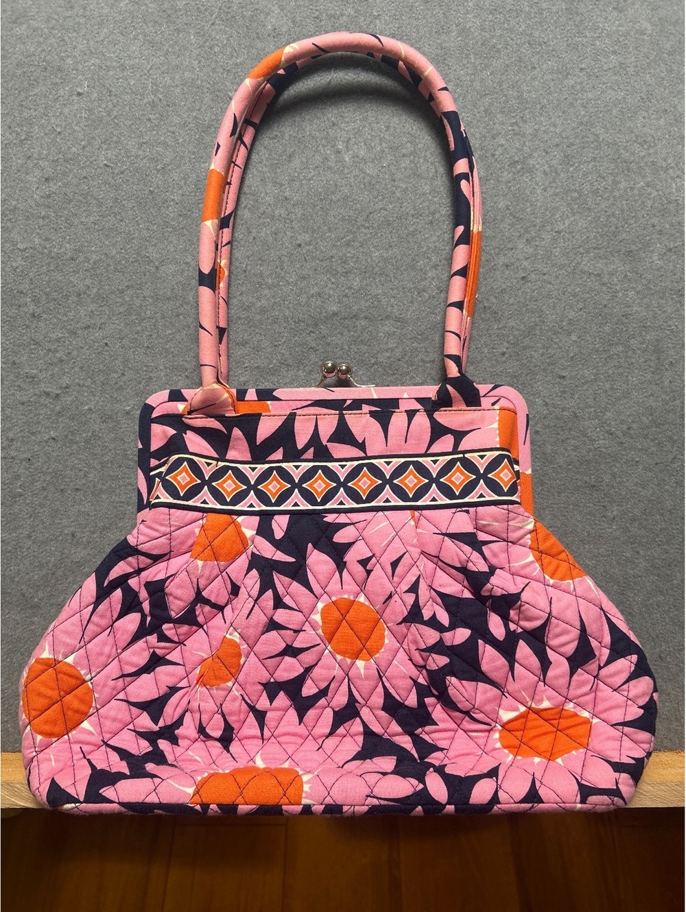Vera Bradley Quilted Floral Pink and Orange Handbag